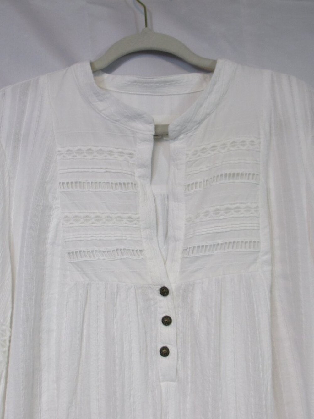 By Anthropologie Haley Embroidered Lace Tunic Blouse Ivory Size Large EUC - Picture 4 of 11